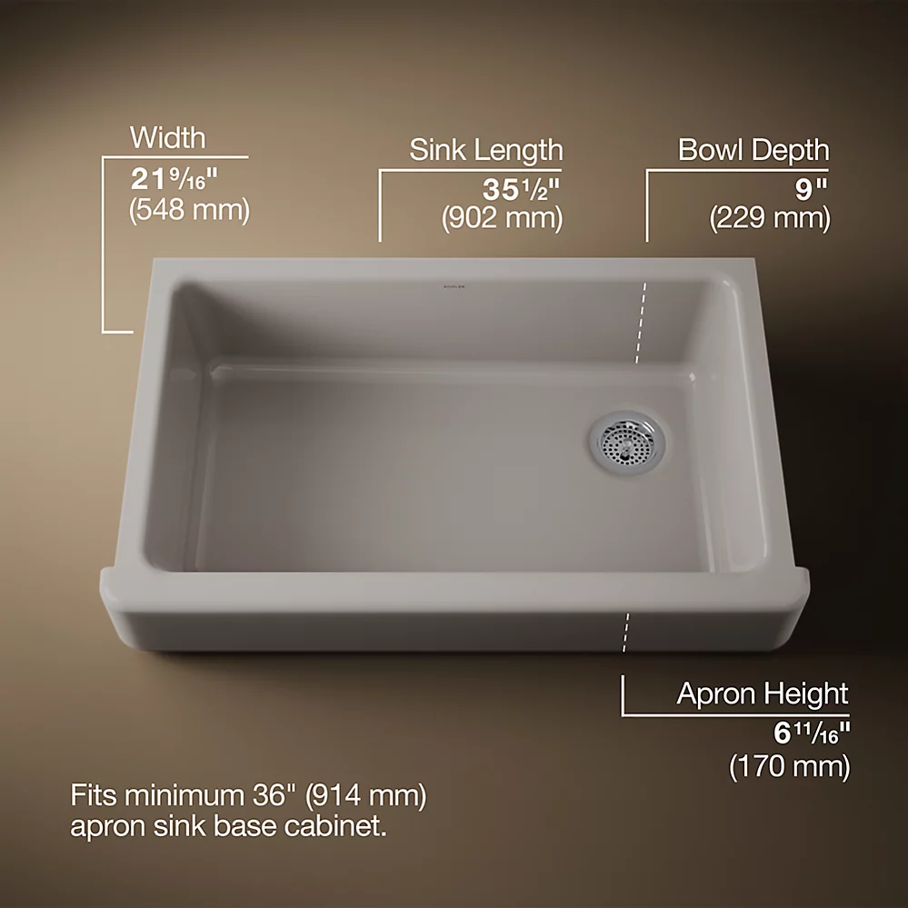 Kohler 6488-TRF Whitehaven Uc 36 Short Apron Sink