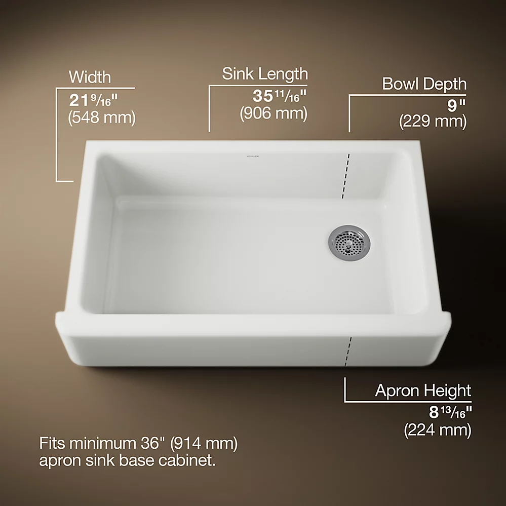 Kohler 6489-0 Whitehaven Uc 36 Tall Apron Sink
