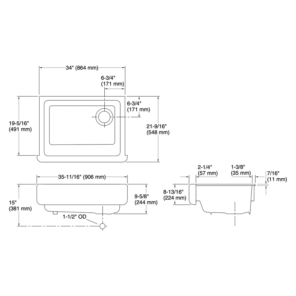 Kohler 6489-58 Whitehaven Uc 36 Tall Apron Sink