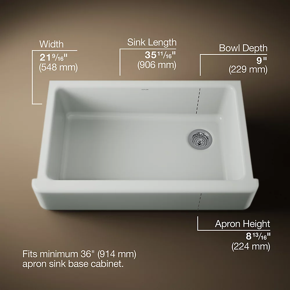 Kohler 6489-95 Whitehaven Uc 36 Tall Apron Sink