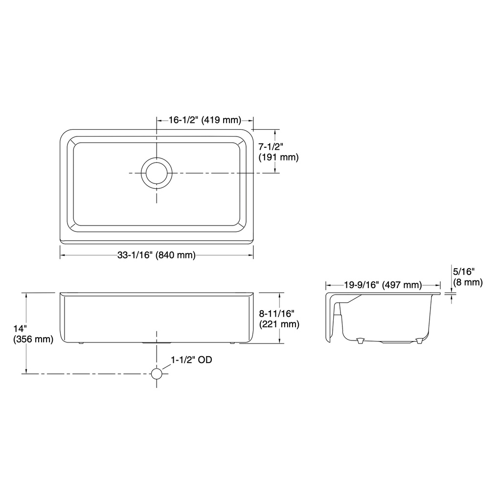 Kohler 6546-7 Dickinson Uc Apron Sink