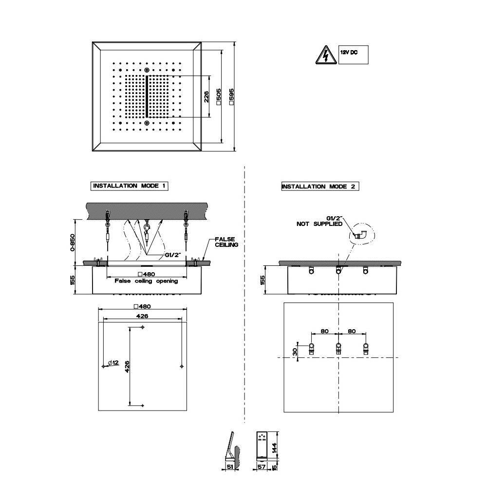 Gessi 57511 23-7/16 Exposed Multifunction Shower System With Rainfall Function White 2