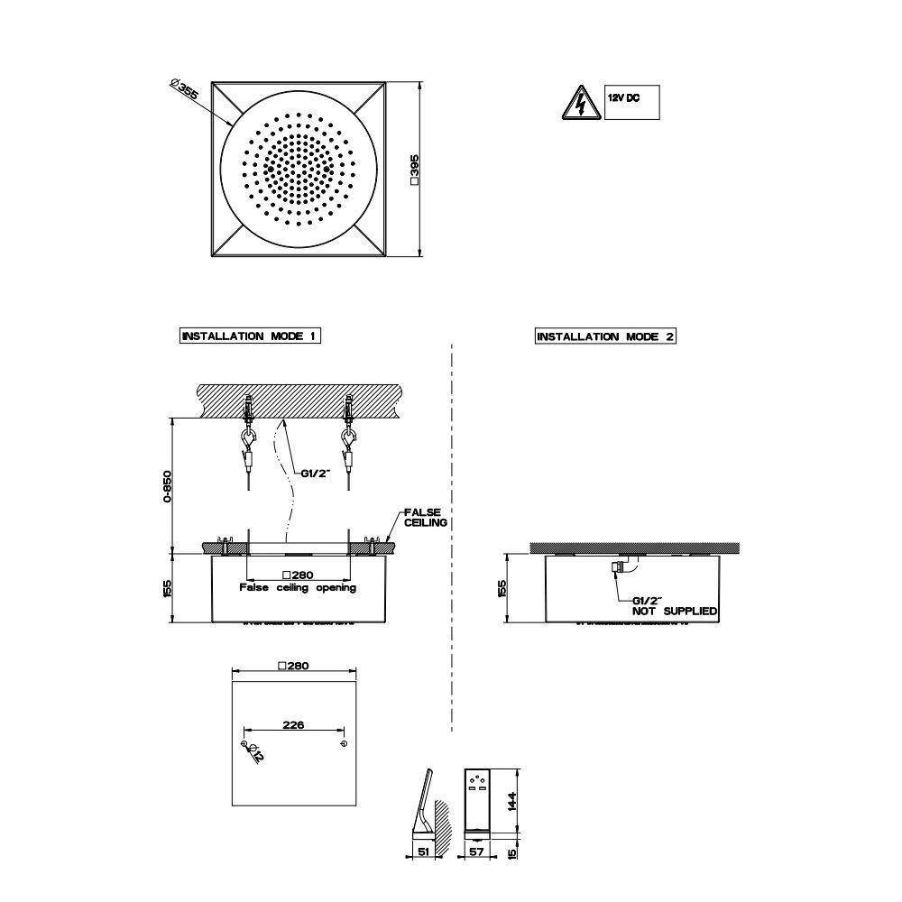 Gessi 57603 14 Exposed Shower System With Rainfall Function White 2