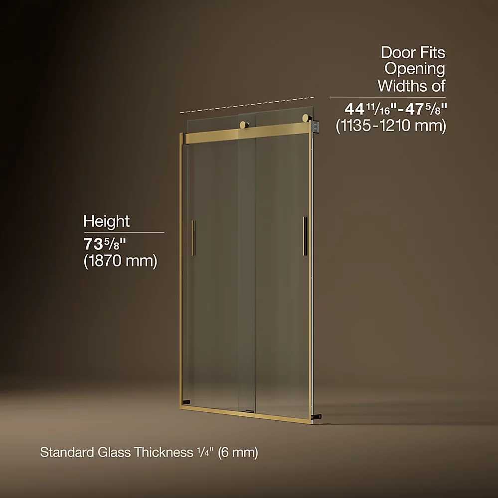 Kohler 706008-L-2MB Levity 1/4 Shower Door 74 X 47-5/8 Hdl