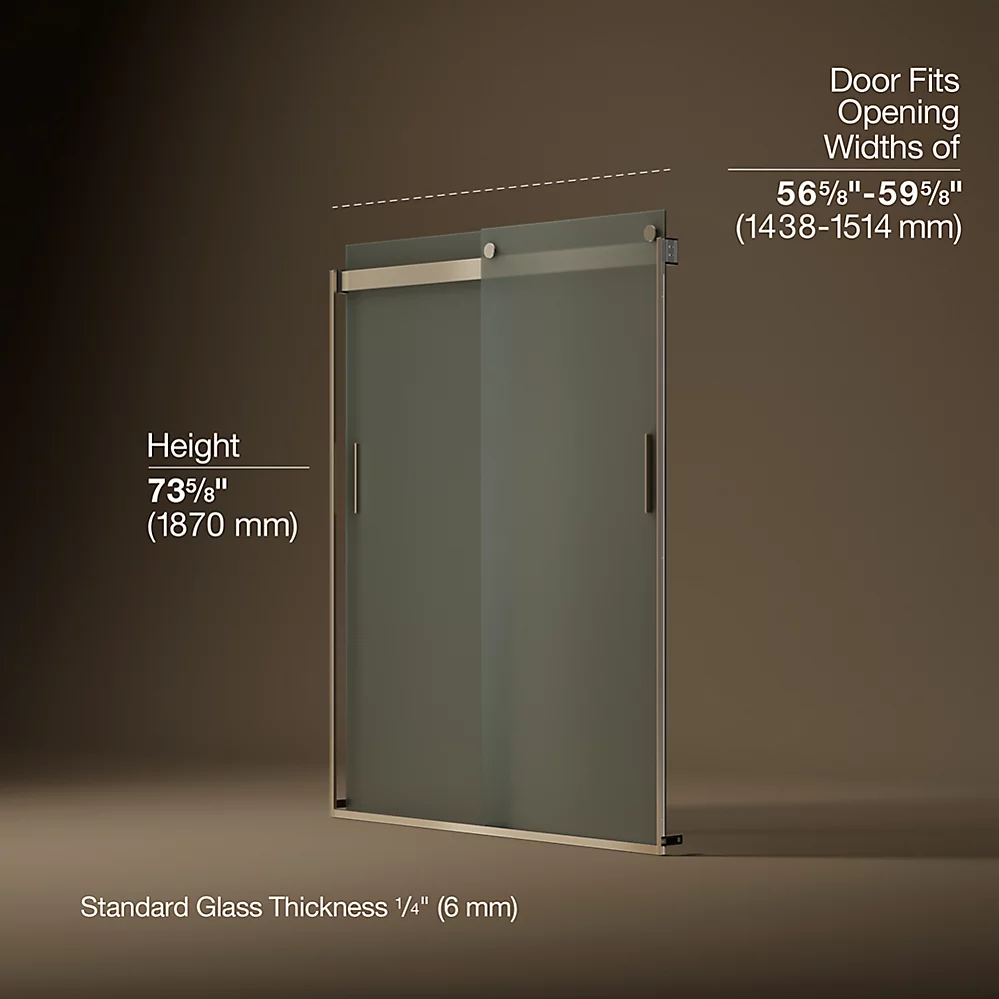 Kohler 706009-D3-ABV Levity 1/4 Shower Door 74 X 59-5/8 Hdl