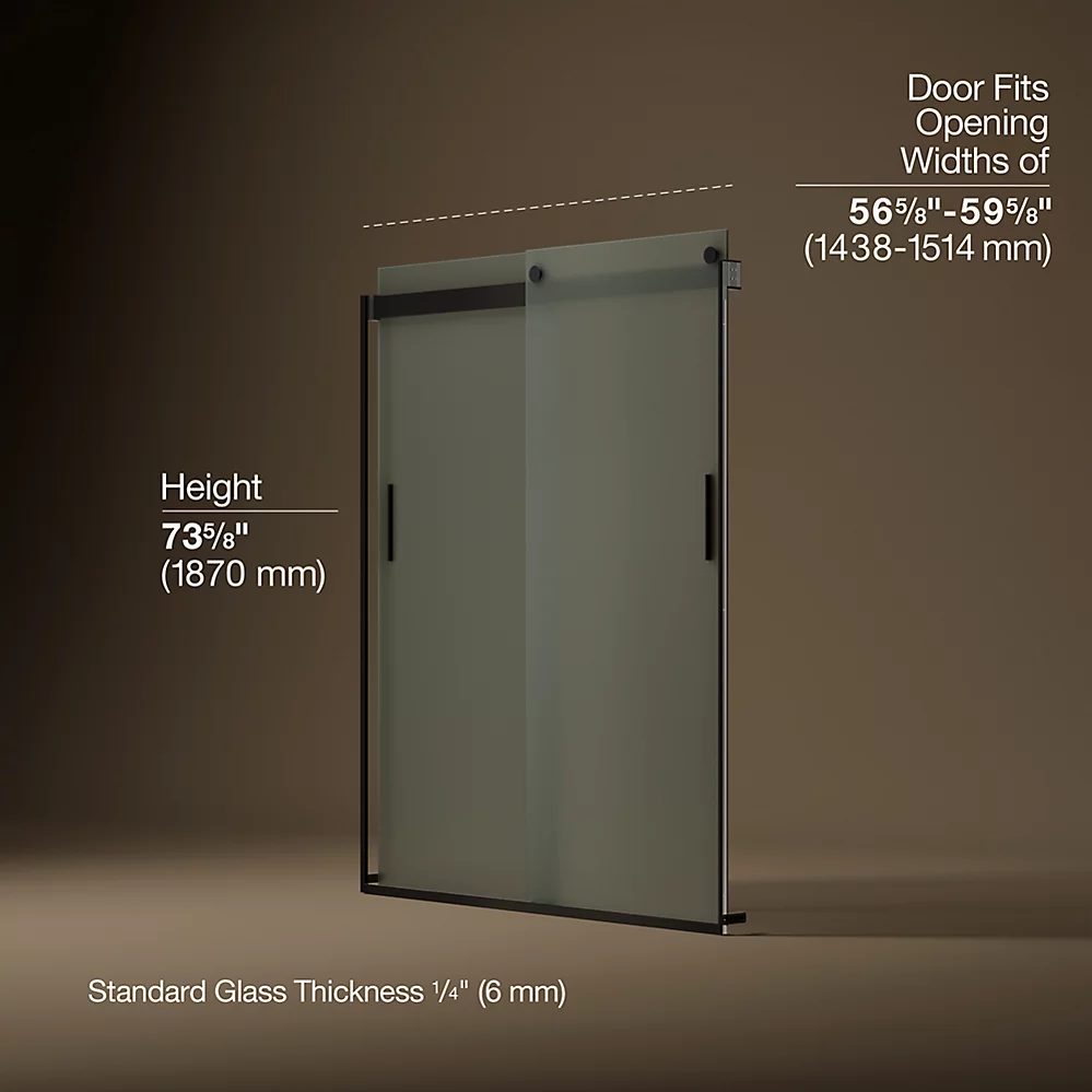 Kohler 706009-D3-ABZ Levity 1/4 Shower Door 74 X 59-5/8 Hdl
