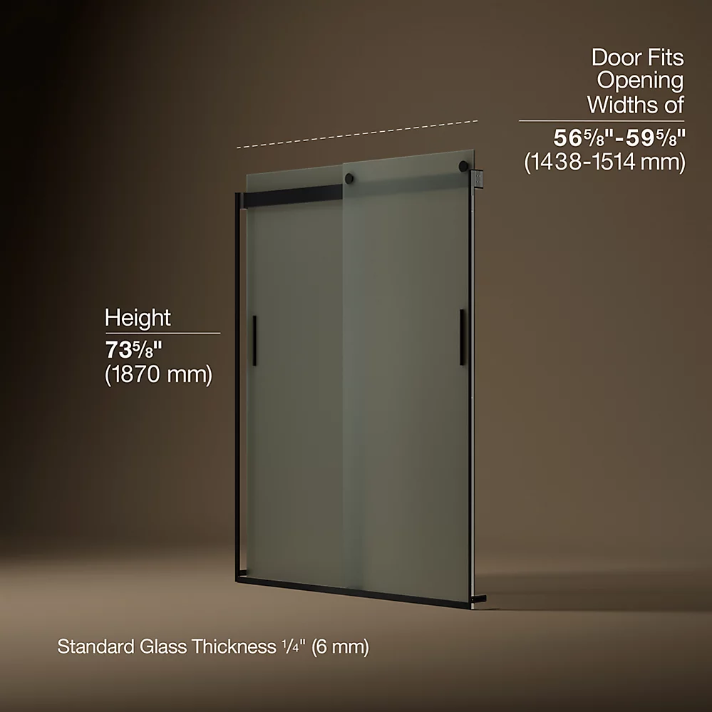 Kohler 706009-D3-BL Levity 1/4 Shower Door 74 X 59-5/8 Hdl