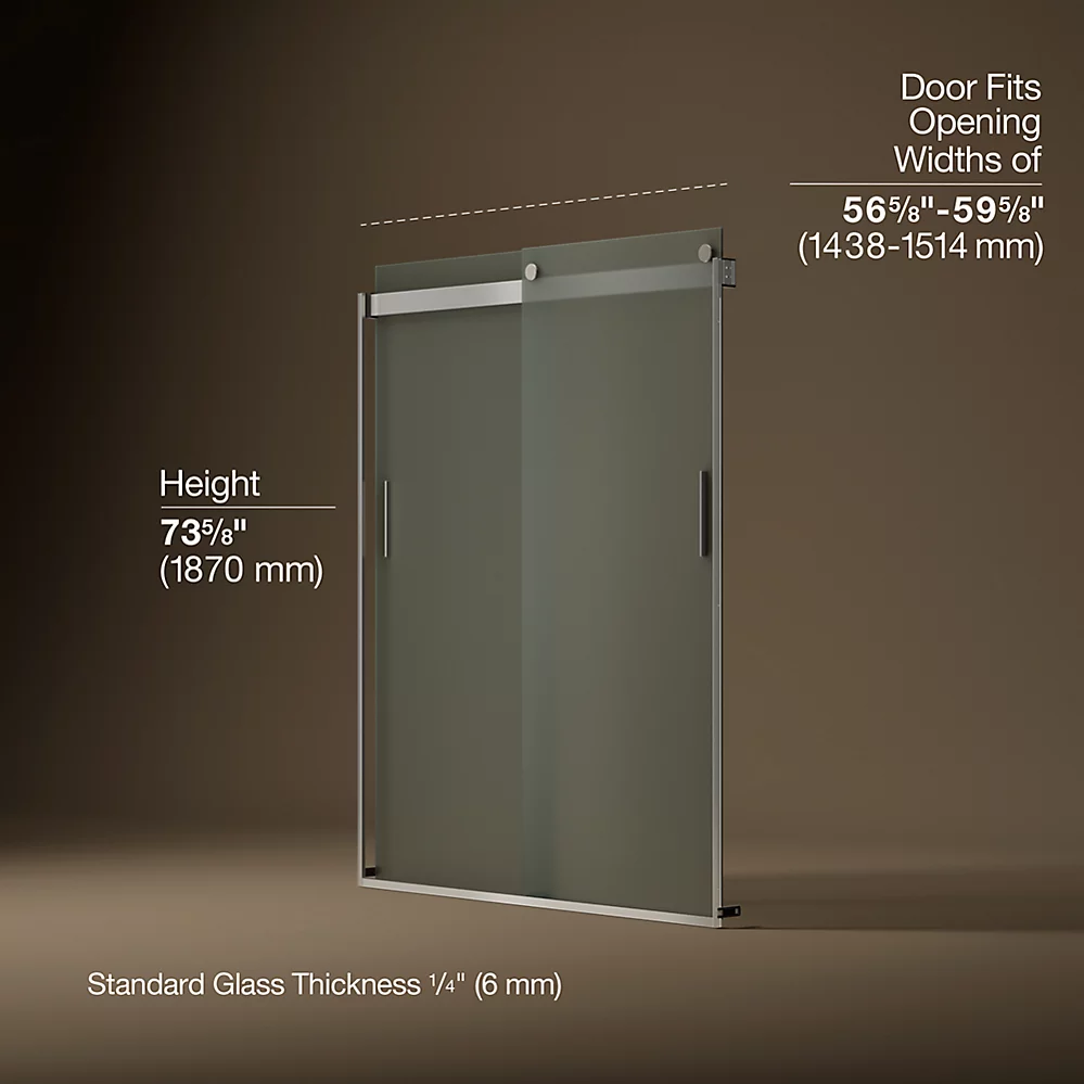 Kohler 706009-D3-MX Levity 1/4 Shower Door 74 X 59-5/8 Hdl