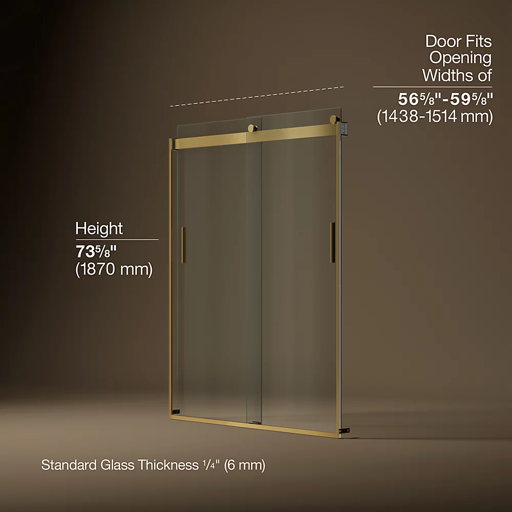 Kohler 706009-L-2MB Levity 1/4 Shower Door 74 X 59-5/8 Hdl