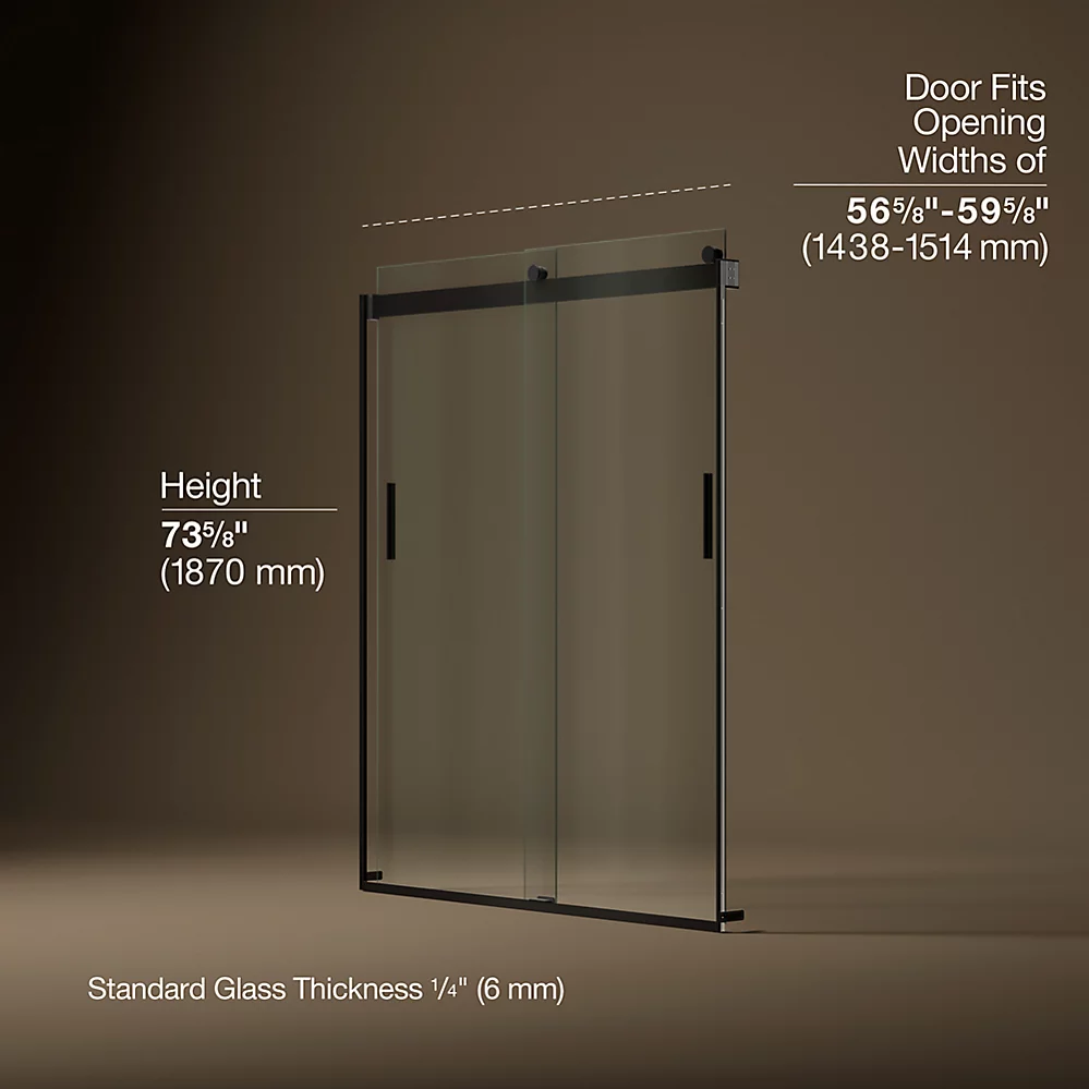Kohler 706009-L-ABZ Levity 1/4 Shower Door 74 X 59-5/8 Hdl