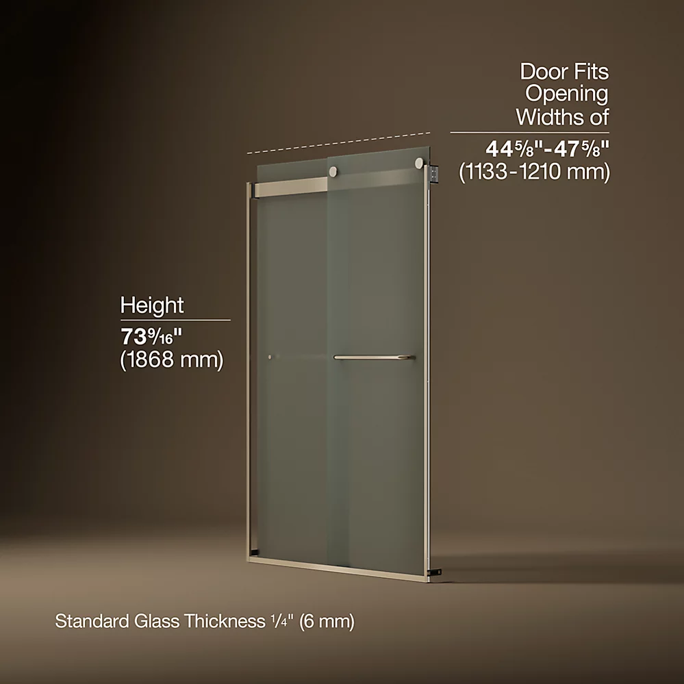 Kohler 706014-D3-ABV Levity 1/4 Shower Door 74 X 47-5/8 Tb