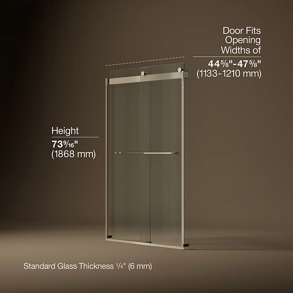 Kohler 706014-L-ABV Levity 1/4 Shower Door 74 X 47-5/8 Tb