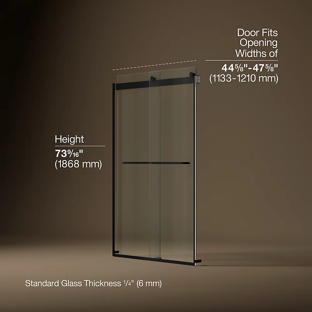 Kohler 706014-L-BL Levity 1/4 Shower Door 74 X 47-5/8 Tb