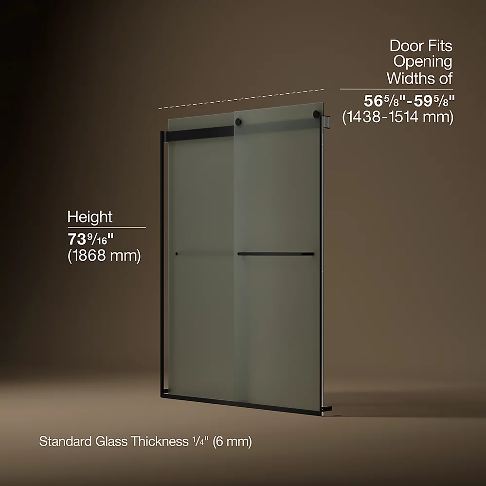 Kohler 706015-D3-BL Levity 1/4 Shower Door 74 X 59-5/8 Tb