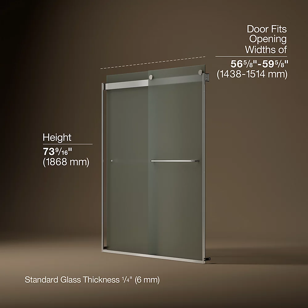 Kohler 706015-D3-MX Levity 1/4 Shower Door 74 X 59-5/8 Tb