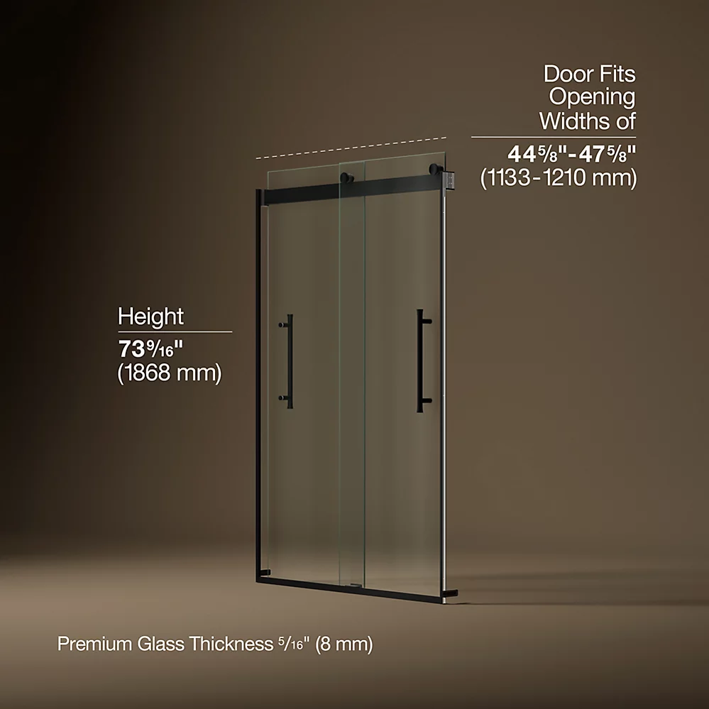 Kohler 706852-8L-BL Elmbrook 5/16 Shower Door 74 X 47-5/8
