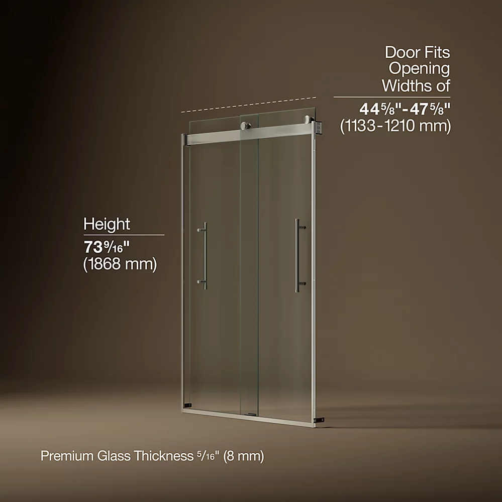 Kohler 706852-8L-BNK Elmbrook 5/16 Shower Door 74 X 47-5/8