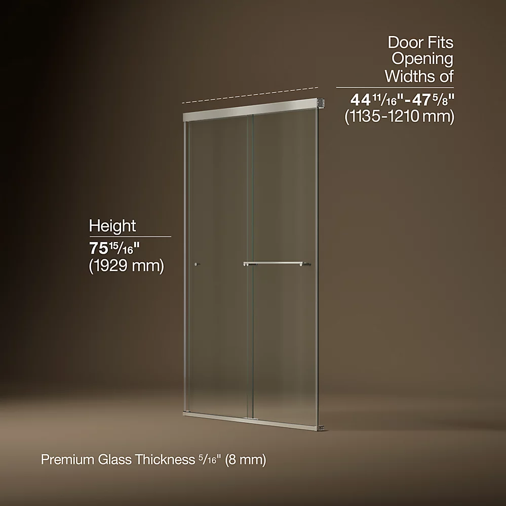 Kohler 707106-L-BNK Revel 5/16 Shower Door, 76 X 47-5/8