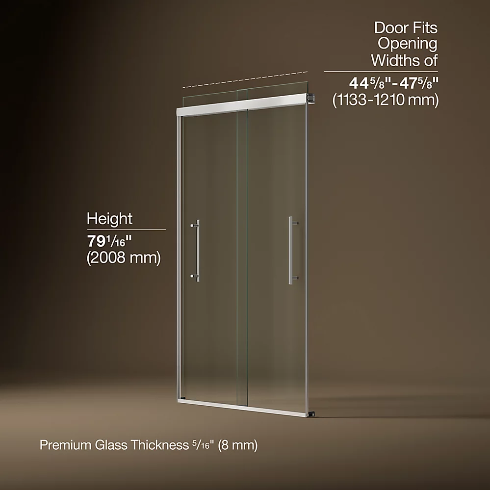 Kohler 707601-8L-SHP Pleat 5/16 Shower Door 79 1/16X47 5/8