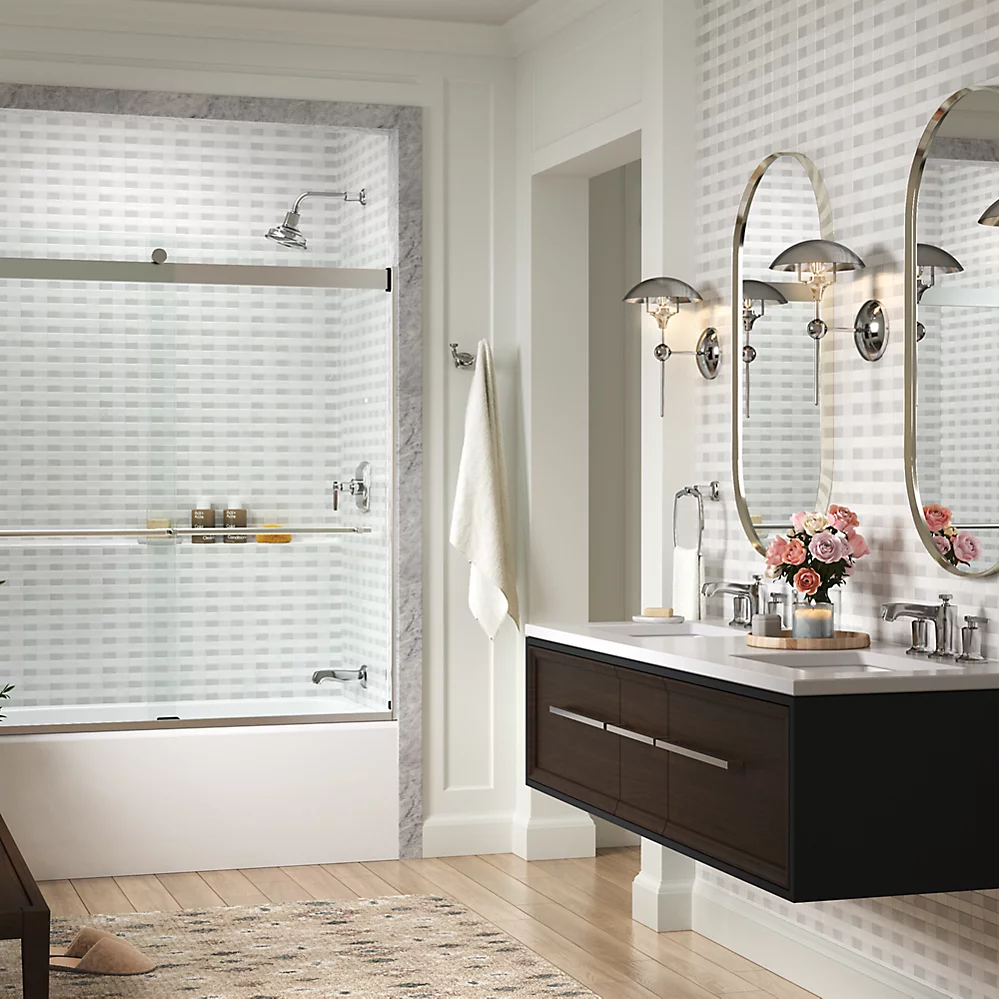 Kohler 702420-L-2MB Levity Plus Frameless Sliding Bath Door Vibrant Brushed Moderne Brass