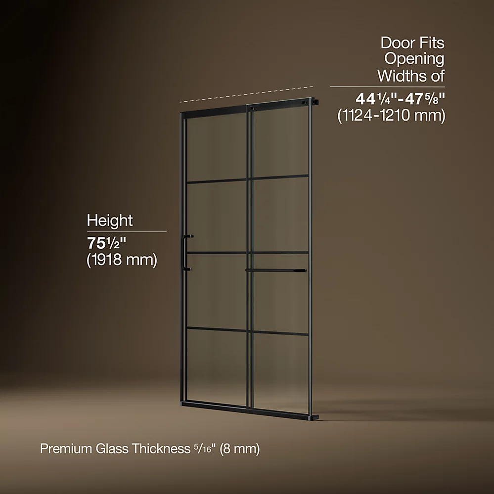 Kohler 707614-8G79-BL Elate 5/16 Shower Door 75 1/2 X 53 5/8