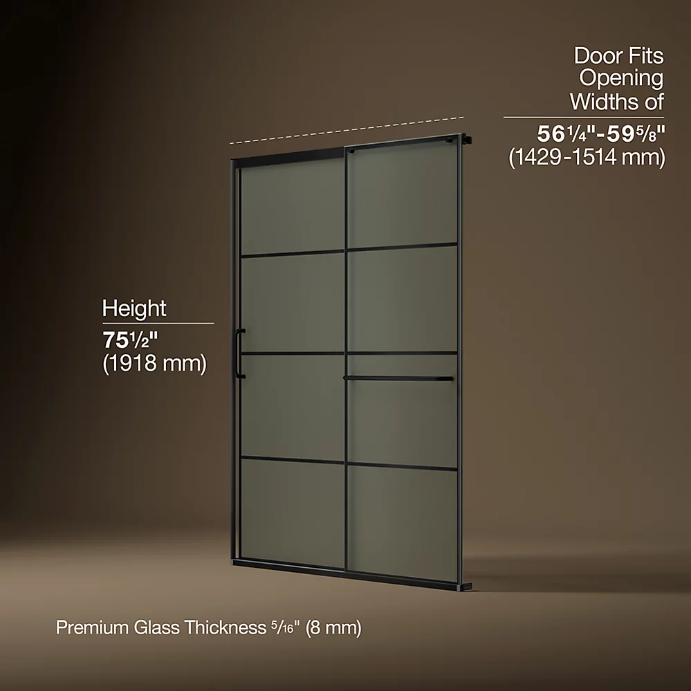 Kohler 707615-8G80-BL Elate 5/16 Shower Door 75 1/2 X 59 5/8