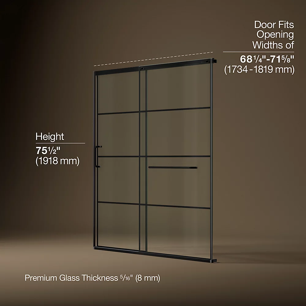 Kohler 707617-8G79-BL Elate 5/16 Shower Door 75 1/2 X 71 5/8