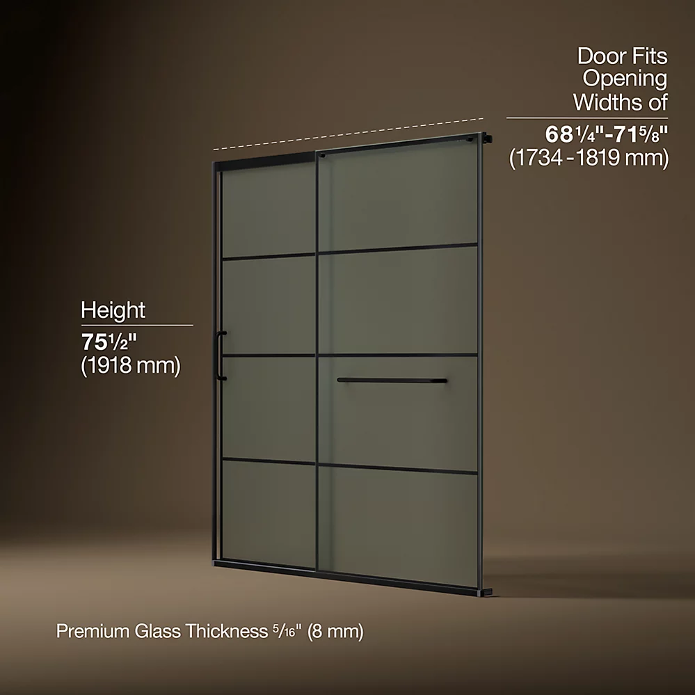 Kohler 707617-8G80-BL Elate 5/16 Shower Door 75 1/2 X 71 5/8