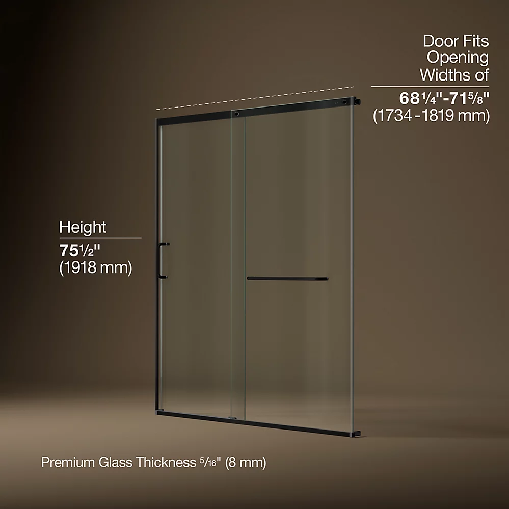 Kohler 707617-8L-BL Elate 5/16 Shower Door 75 1/2 X 71 5/8