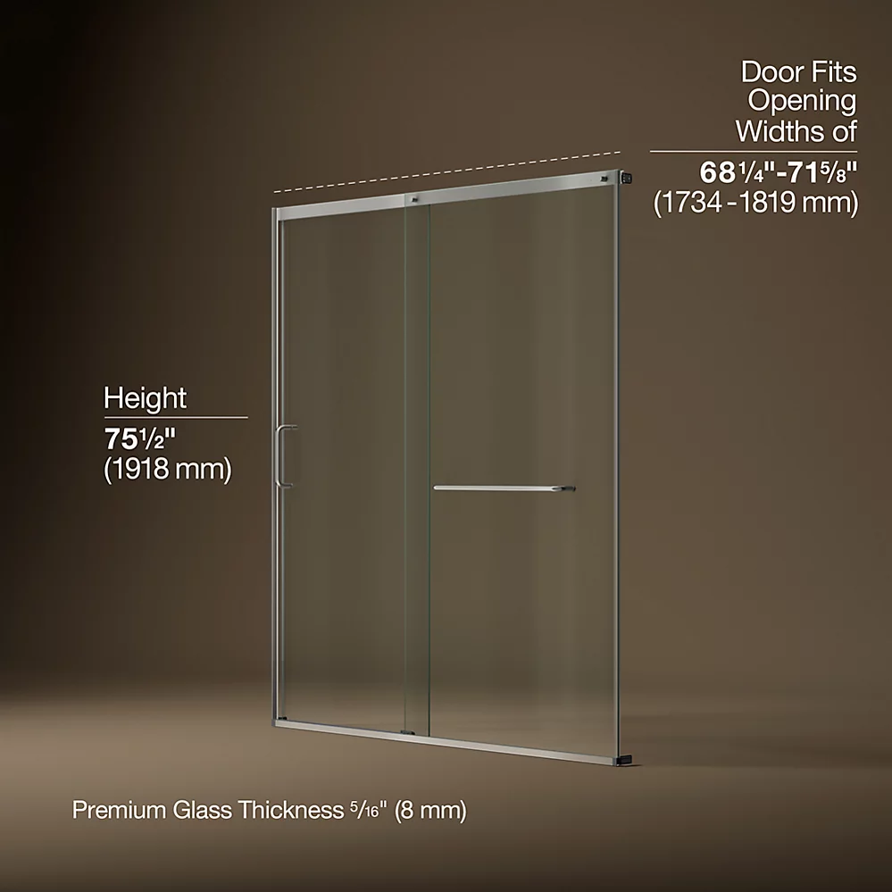 Kohler 707617-8L-MX Elate 5/16 Shower Door 75 1/2 X 71 5/8