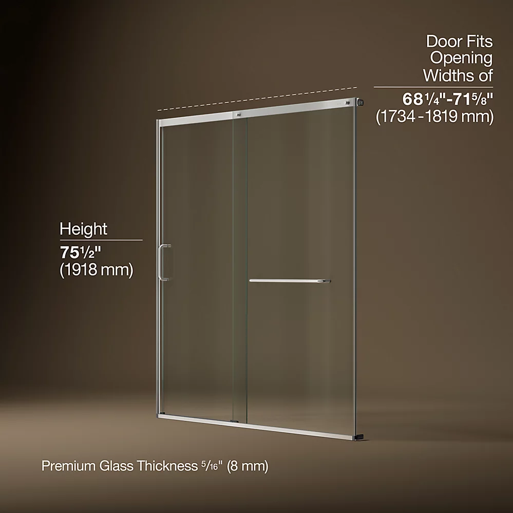 Kohler 707617-8L-SH Elate 5/16 Shower Door 75 1/2 X 71 5/8