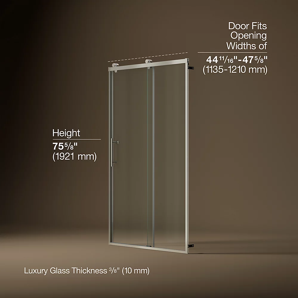 Kohler 709080-10L-BNK Rely 3/8 Shower Door 77X48 Hdl,Sn