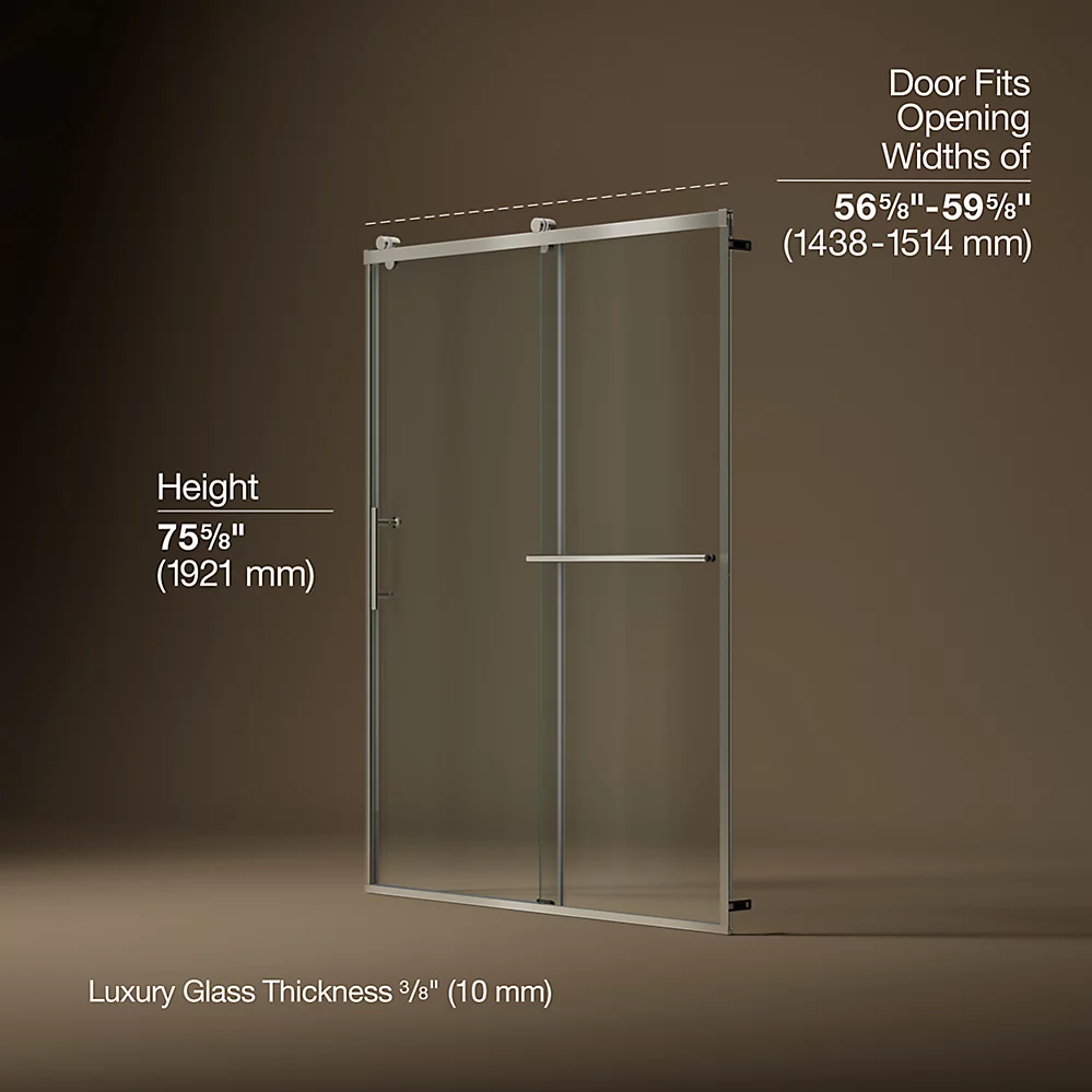 Kohler 709081-10L-BNK Rely 3/8 Shower Door 77X60 Hdl/Tb,Sn