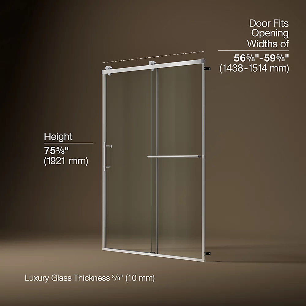 Kohler 709081-10L-SHP Rely 3/8 Shower Door 77X60 Hdl/Tb,Sn