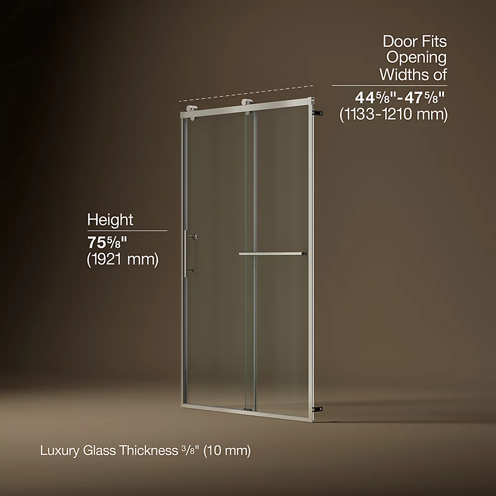 Kohler 709082-10L-BNK Rely 3/8 Shower Door 77X48 Hdl/Tb,Sn
