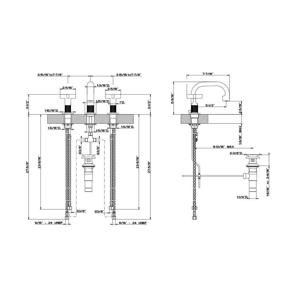 Gessi 58111 Inciso Three Hole Basin Mixer With Spout Chrome 2
