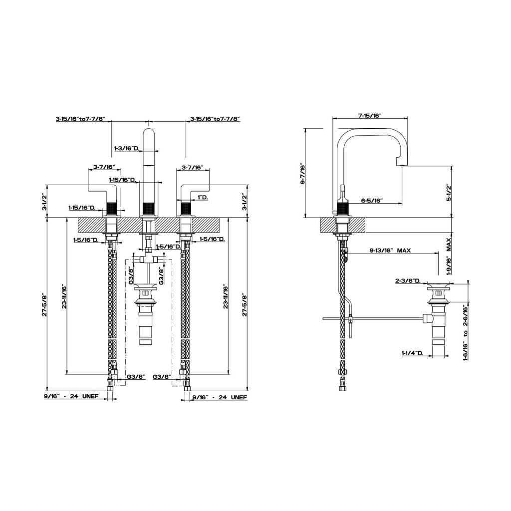 Gessi 58013 Inciso Three Hole Basin Mixer With Spout Chrome 2