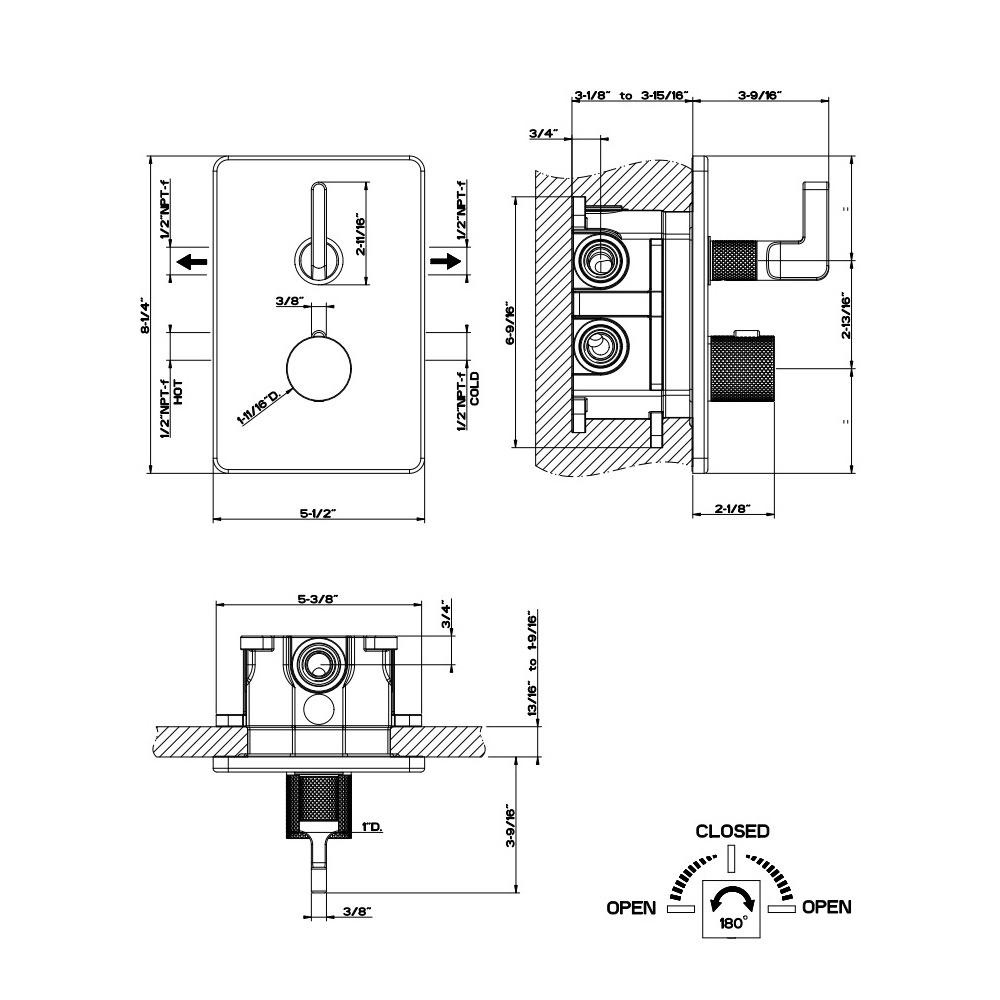 Gessi 58134 Inciso 2 Way Thermostatic Diverter And Volume Control Chrome 2
