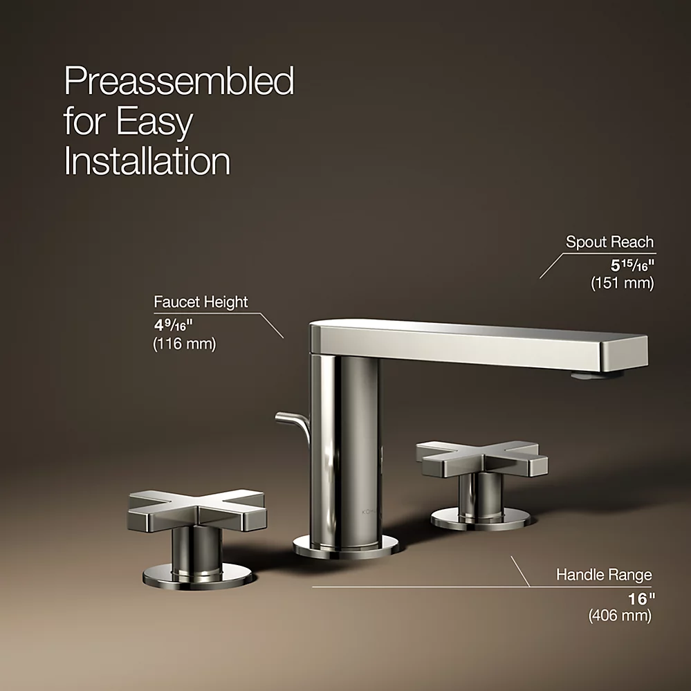 Kohler 73060-3-SN Composed Widespread Faucet Cross