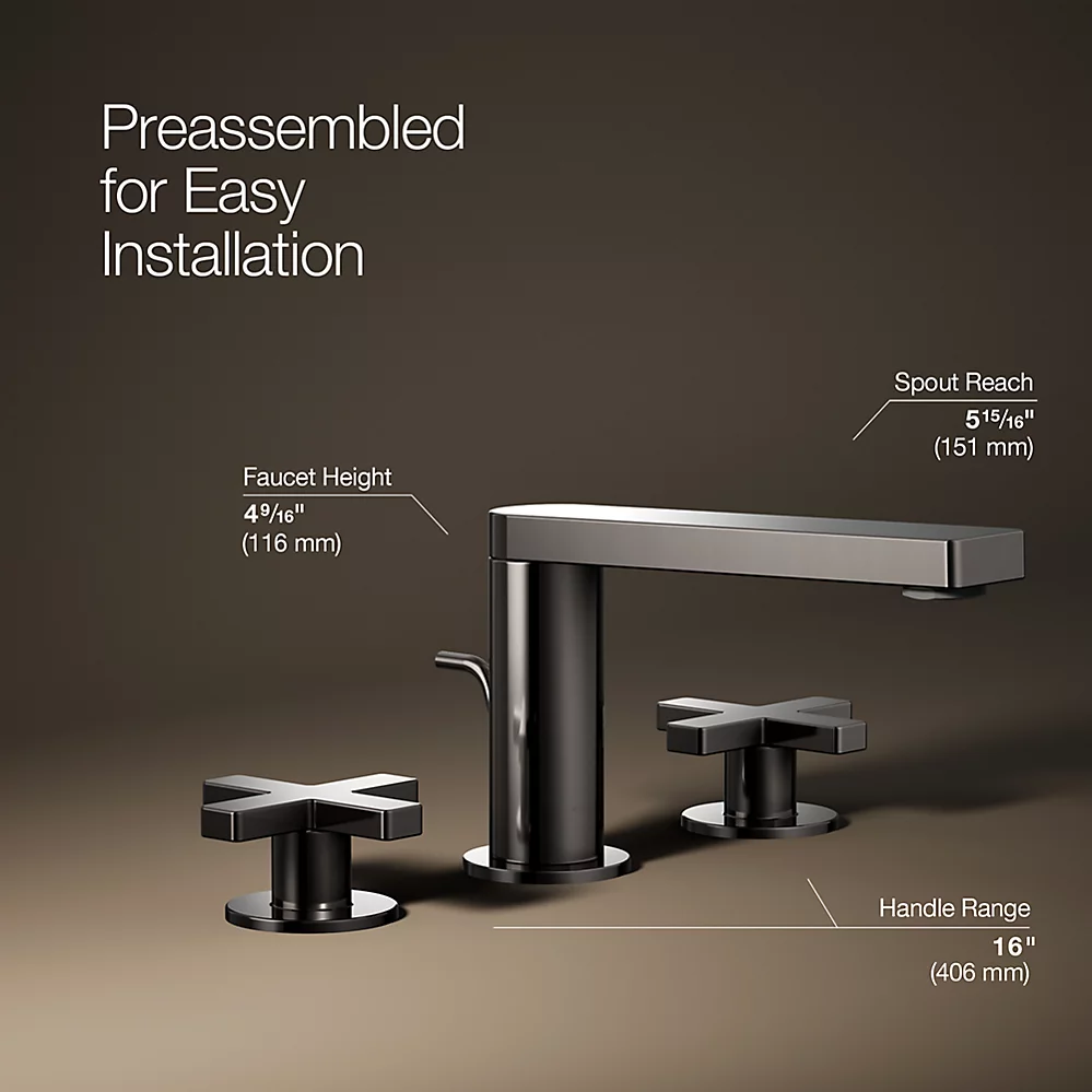 Kohler 73060-3-TT Composed Widespread Faucet, Cross