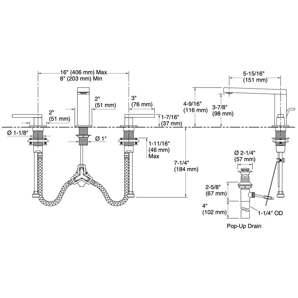 Kohler 73060-4-2MB Composed Widespread Faucet Lever