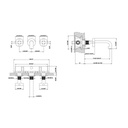 Gessi 58190 Inciso Three Hole Wall Mounted Basin Mixer Trim Chrome 2