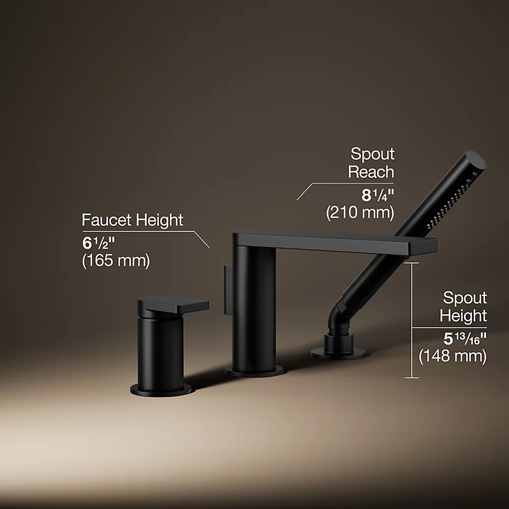Kohler 73078-4-BL Composed 3Hole Bath Filler W/ Handshower