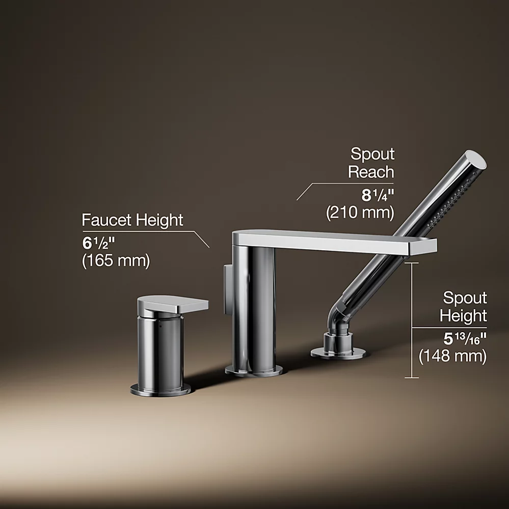 Kohler 73078-4-CP Composed 3 Hole Bath Filler & Handshower