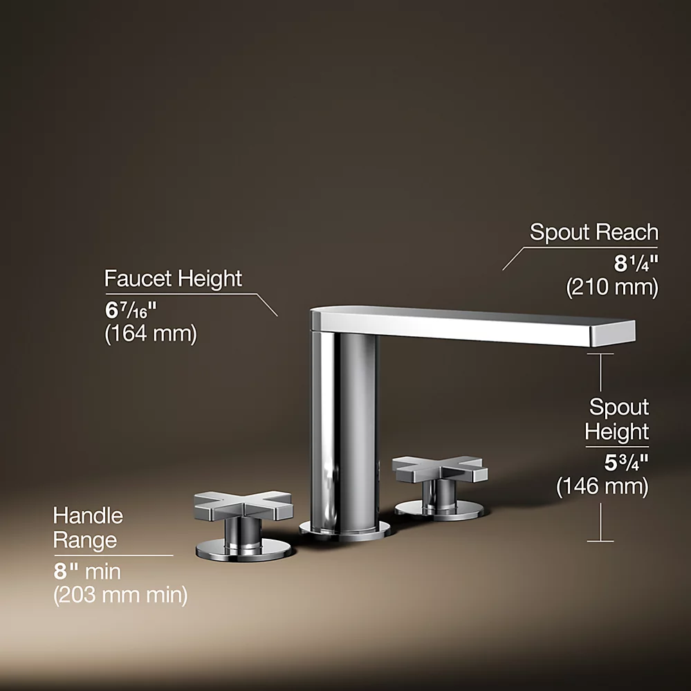 Kohler 73081-3-CP Composed Deck-Mount Bath Faucet, Cross