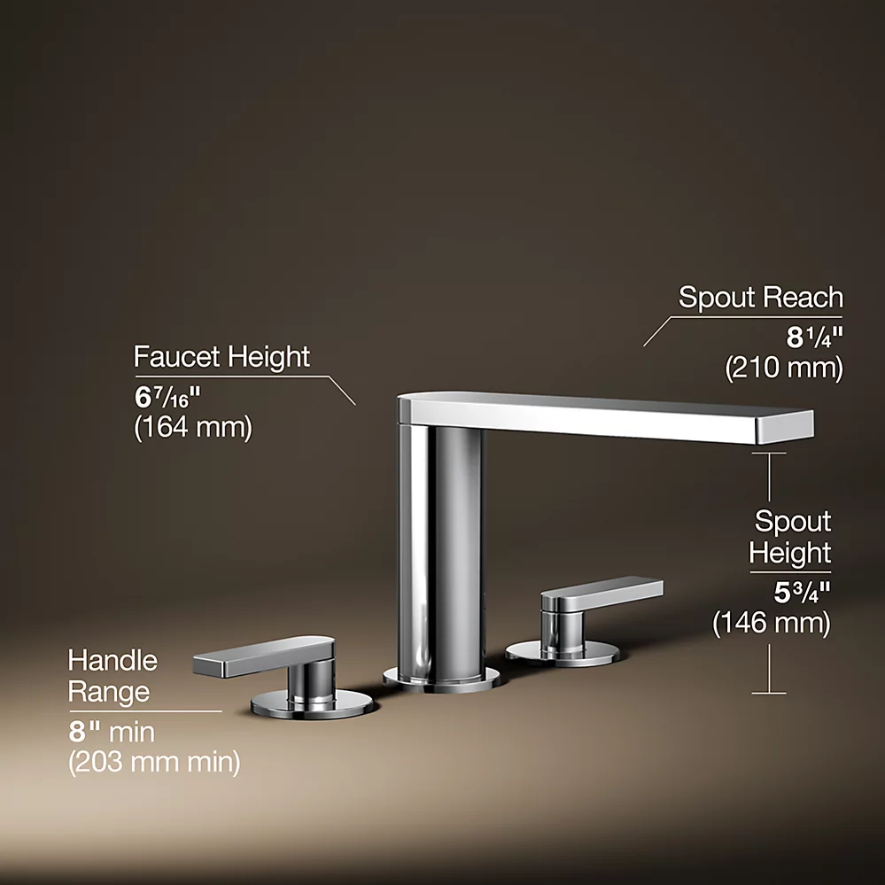 Kohler 73081-4-CP Composed Deck-Mount Bath Faucet, Lever