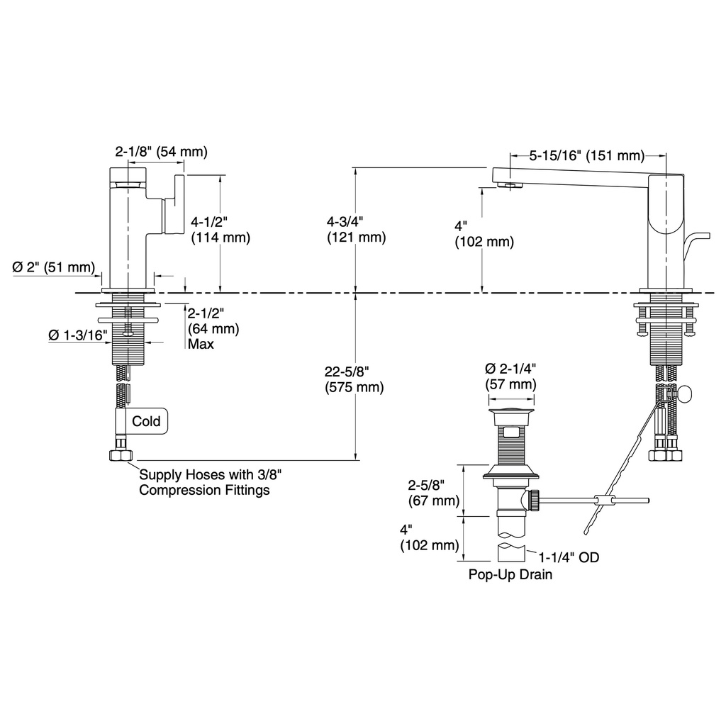 Kohler 73167-4-TT Composed Sh Lav Faucet Side Lever