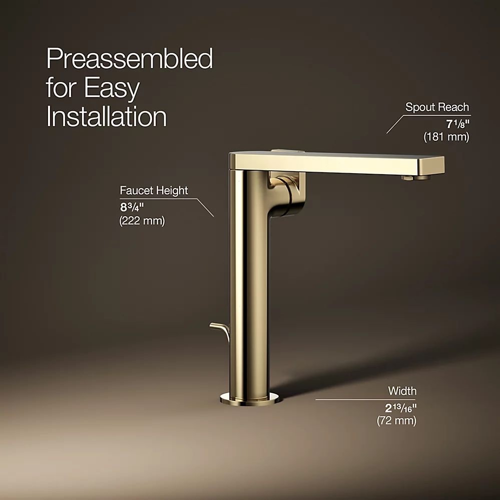 Kohler 73168-4-AF Composed Tall Single-Handle Faucet Lever Vibrant French Gold