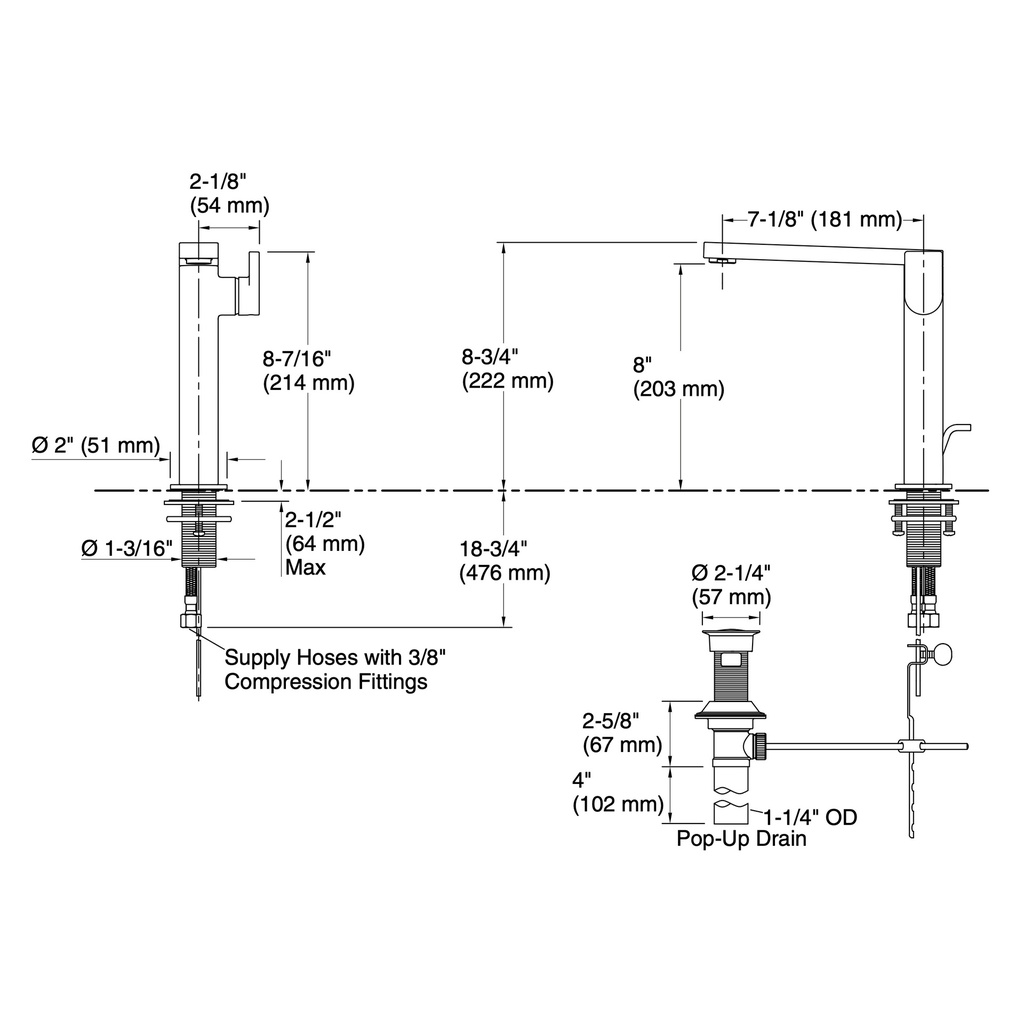 Kohler 73168-4-TT Composed Sh Tall Lav Fct-Side Lever