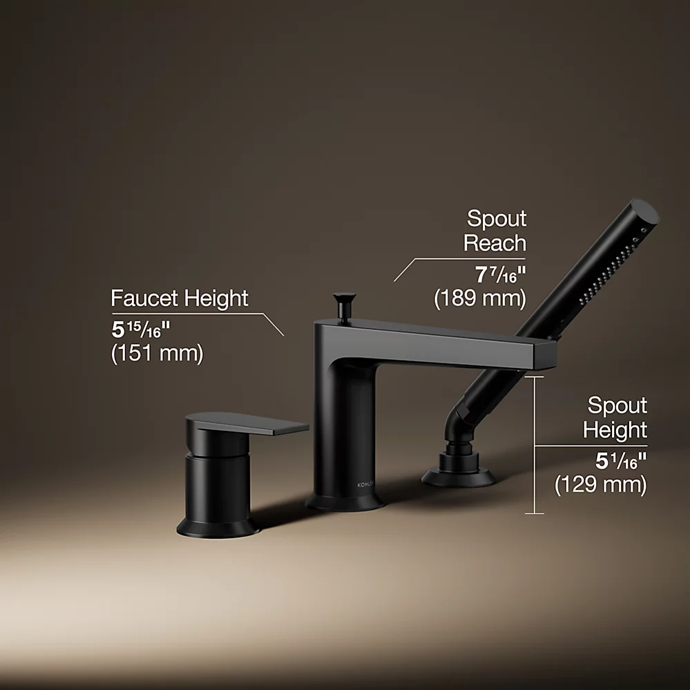 Kohler 74032-4-BL Taut 3Hole Bath Filler W/Handshower